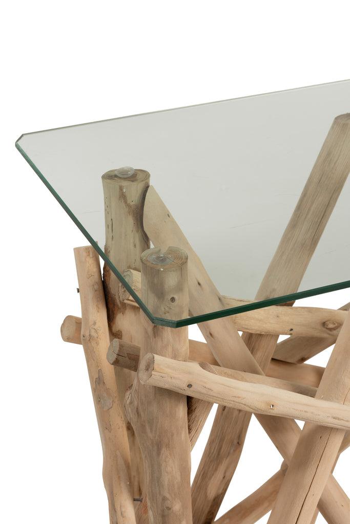 Console Rechthoek Tak Hout/Glas Natuurlijk - Florismoo