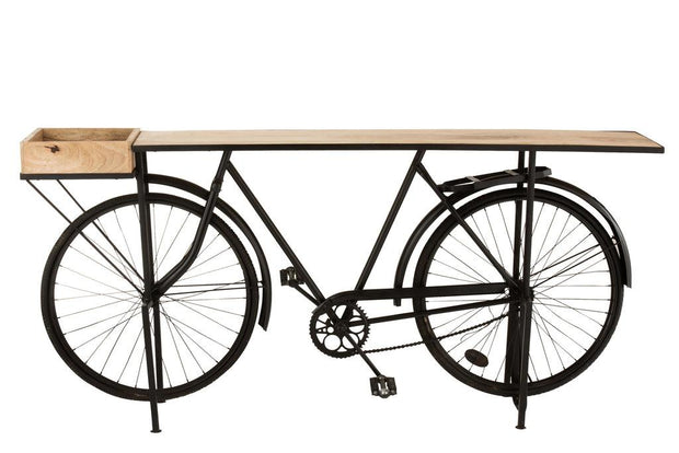 Nachtkastje Fiets Metaal/Mango Hout Zwart/Naturel - Florismoo Essentials & Mobility