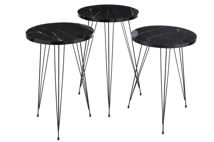 Set van 3 Sidetables Pb/Metaal Zwart