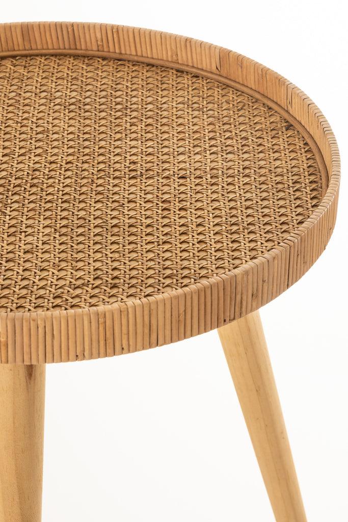 Set van 2 ronde Sidetables Driepoot Rotan Naturel - Florismoo Essentials & Mobility