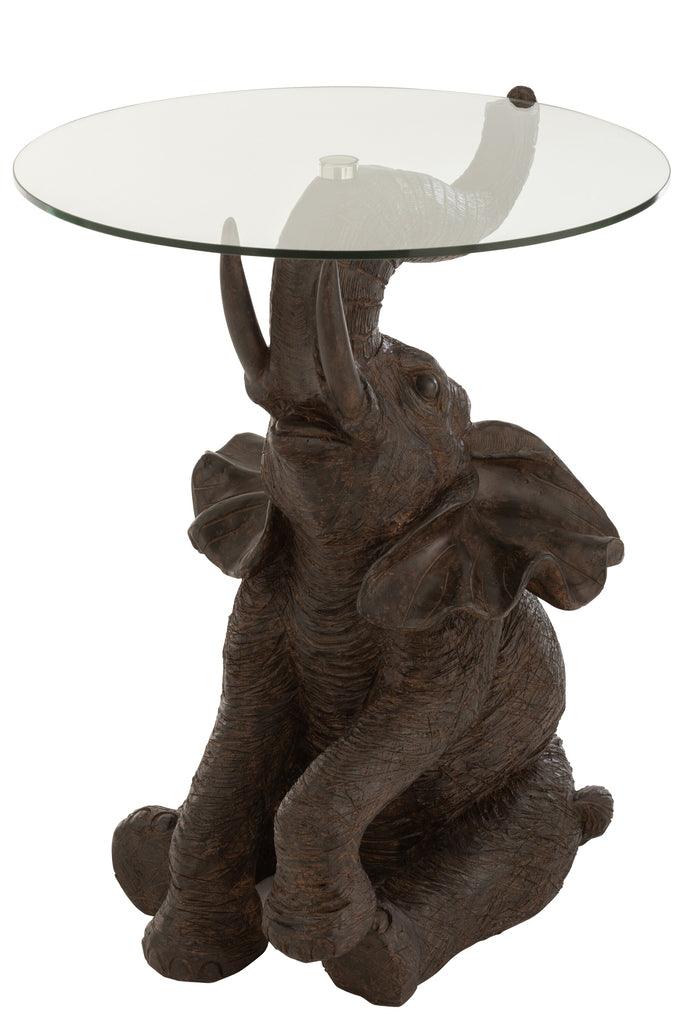 Tafel Olifant Poly/Glas Donker Bruin - Florismoo