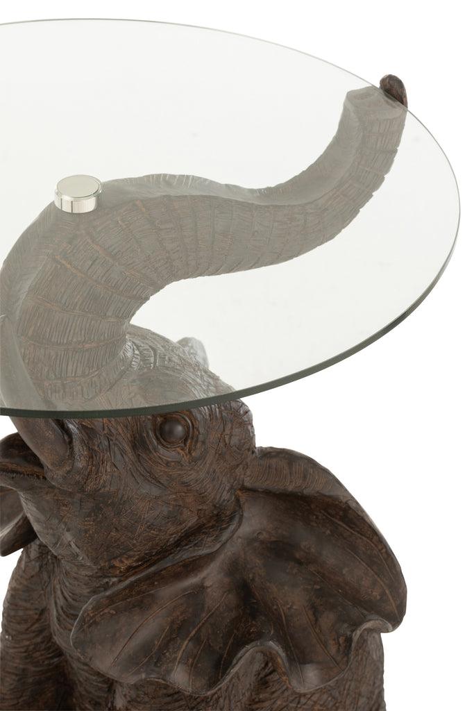 Tafel Olifant Poly/Glas Donker Bruin - Florismoo