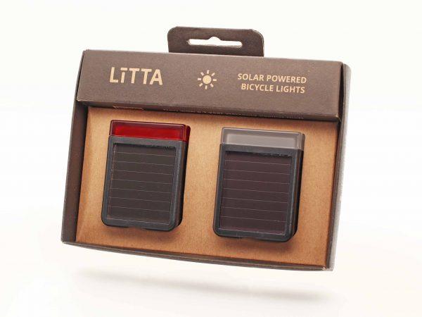 Litta 2 solar fietsverlichting set zwart - Florismoo Essentials & Mobility